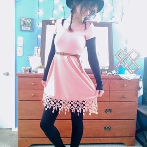 Charlotte Russe Coral S Floral Hem Hipster Dress